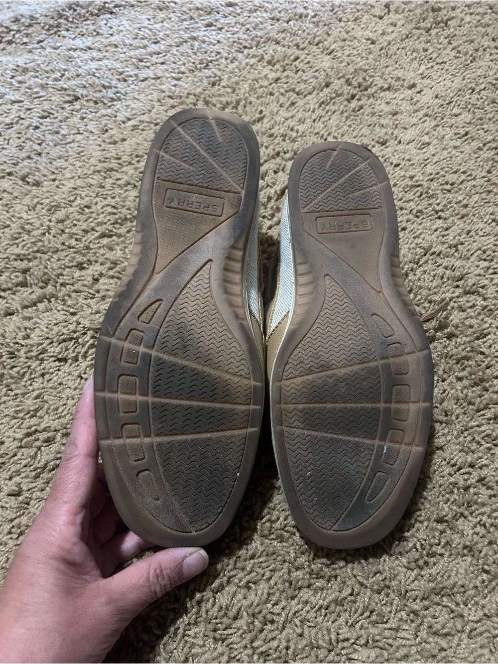 Sperry Women's Tan & Gold Slip-On Boat Shoes